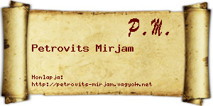 Petrovits Mirjam névjegykártya